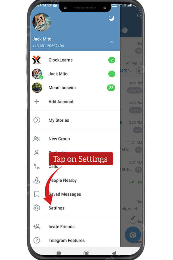 Tap on Settings