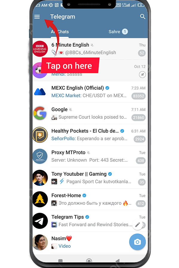 tap the hamburger menu 